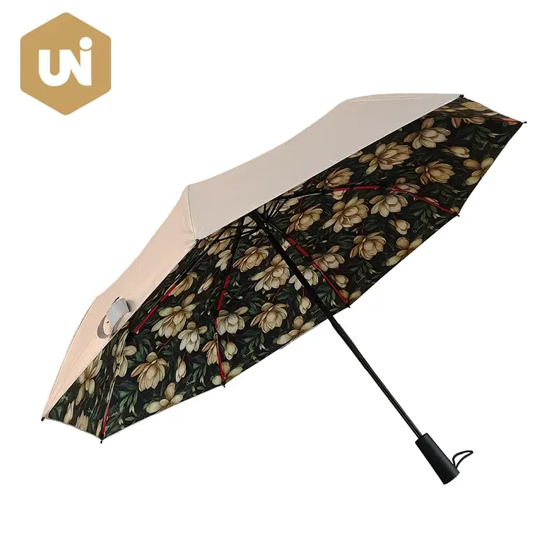 Ręcznie otwierany parasol w kolorze srebrnym Flower