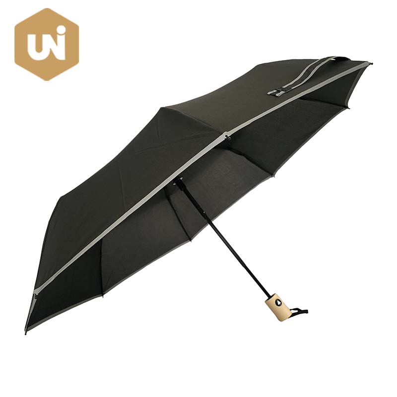 Drewniany, składany parasol automatyczny